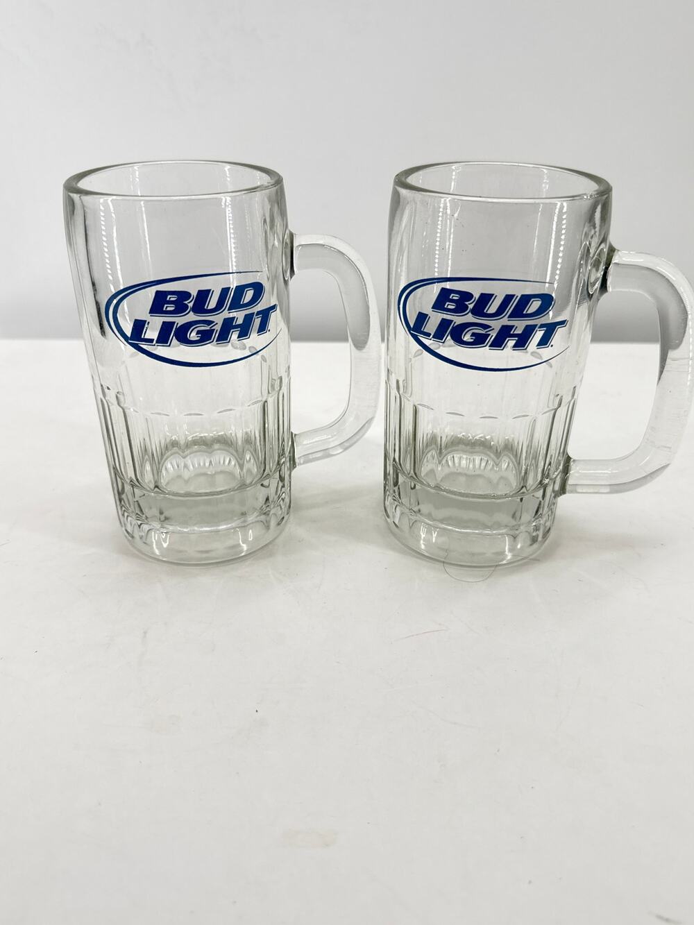 Bud Light 90s Beer Mug Set Glass Barware Man Cave Beer Lover Gift 5.5 Inch